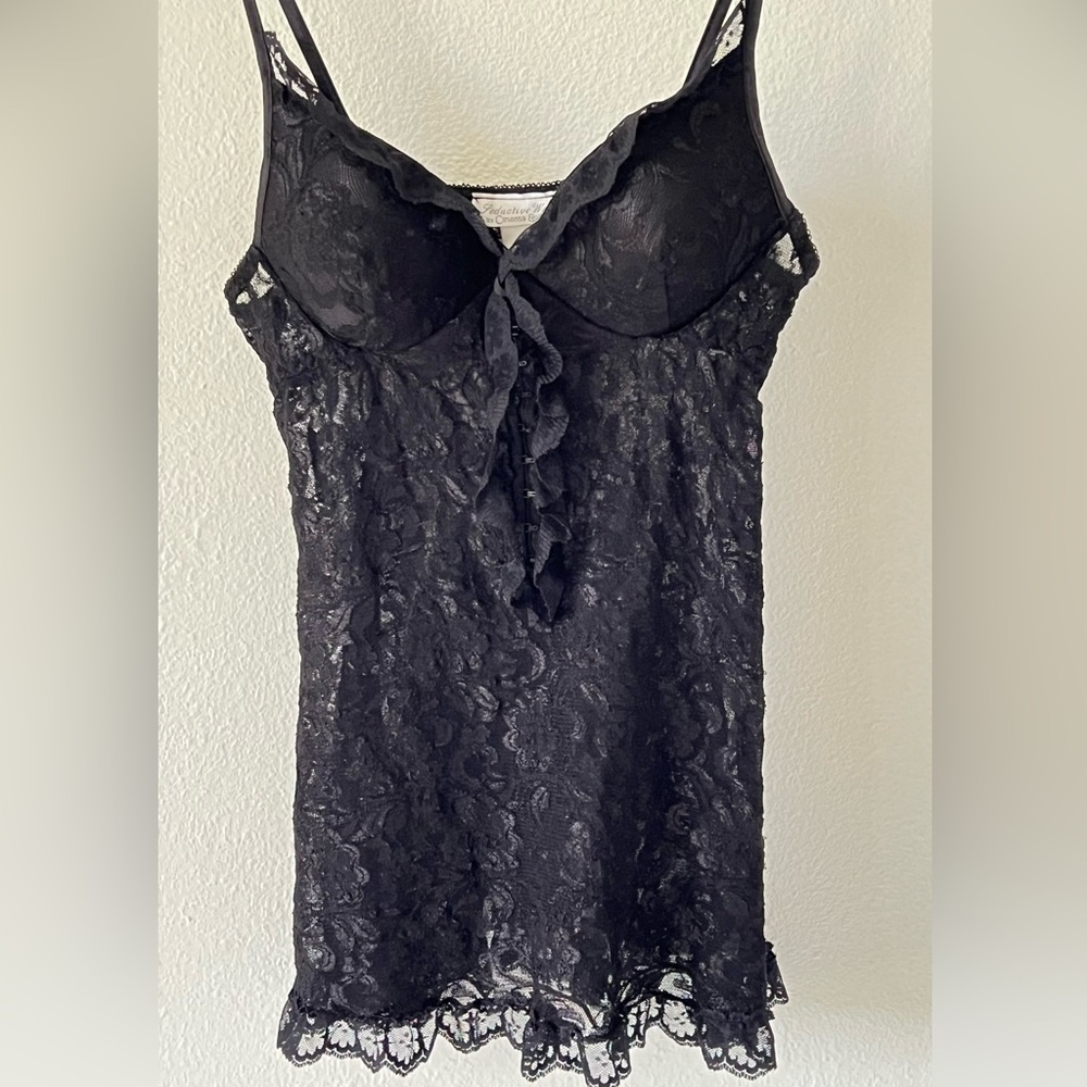 Black Sheer Lace Dark Fairy Grunge Whimsigoth Dolly Coquette Camisole Size Small